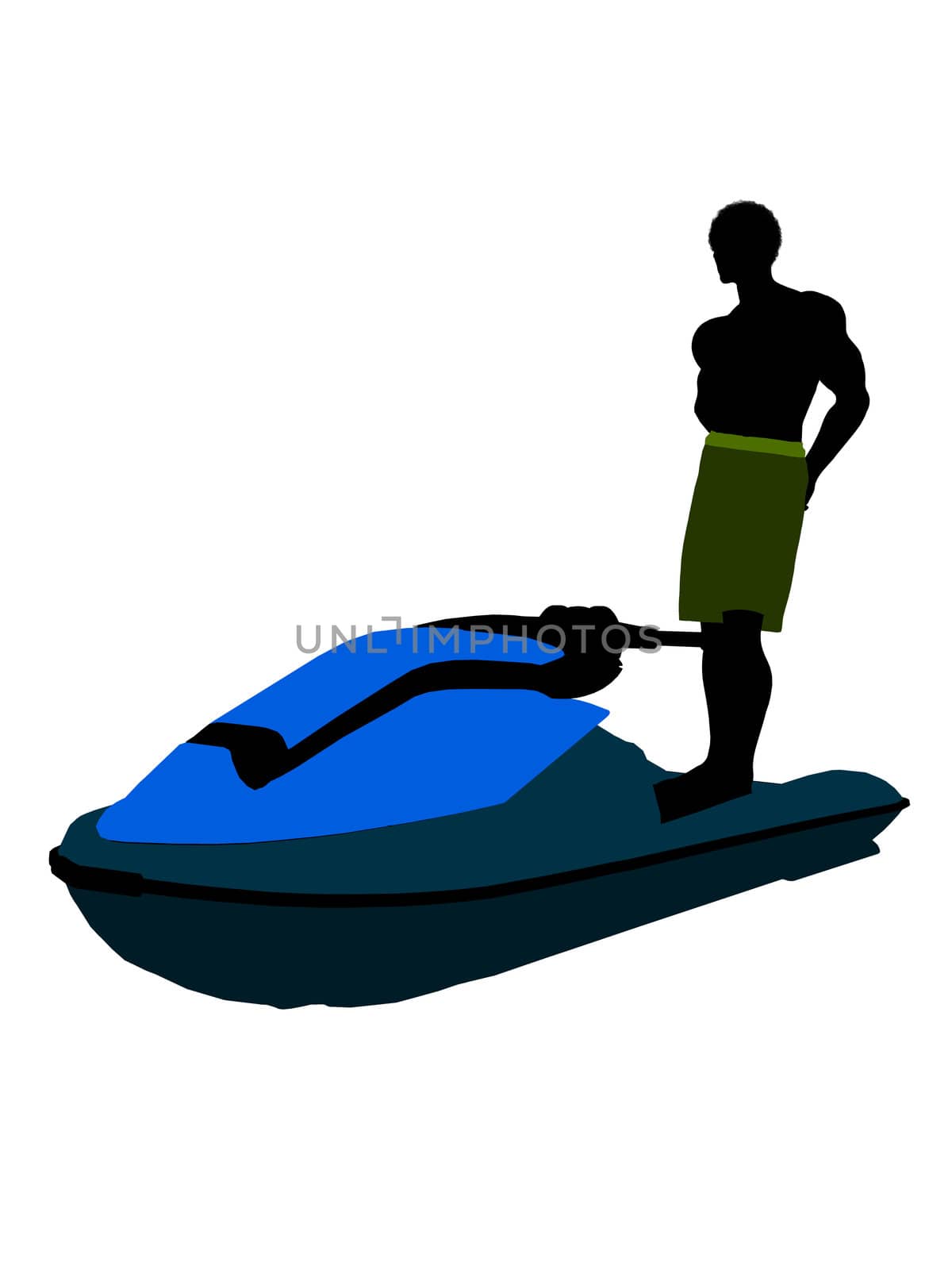 Male jetskier art illustration silhouette on a white background