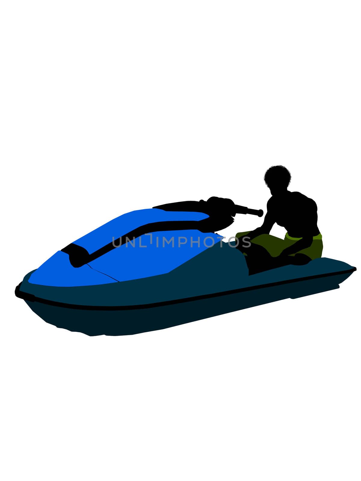 Male jetskier art illustration silhouette on a white background