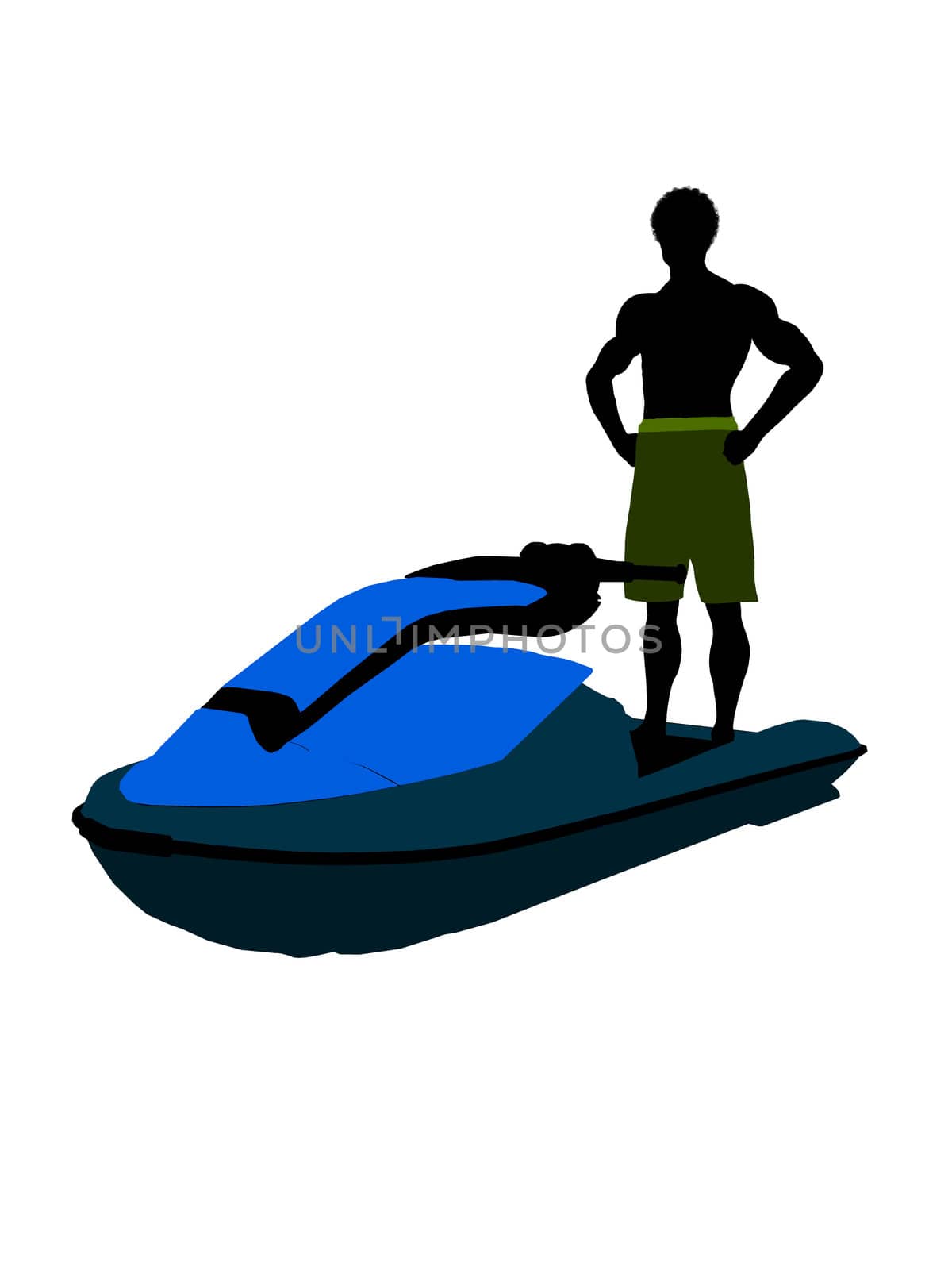 Male jetskier art illustration silhouette on a white background