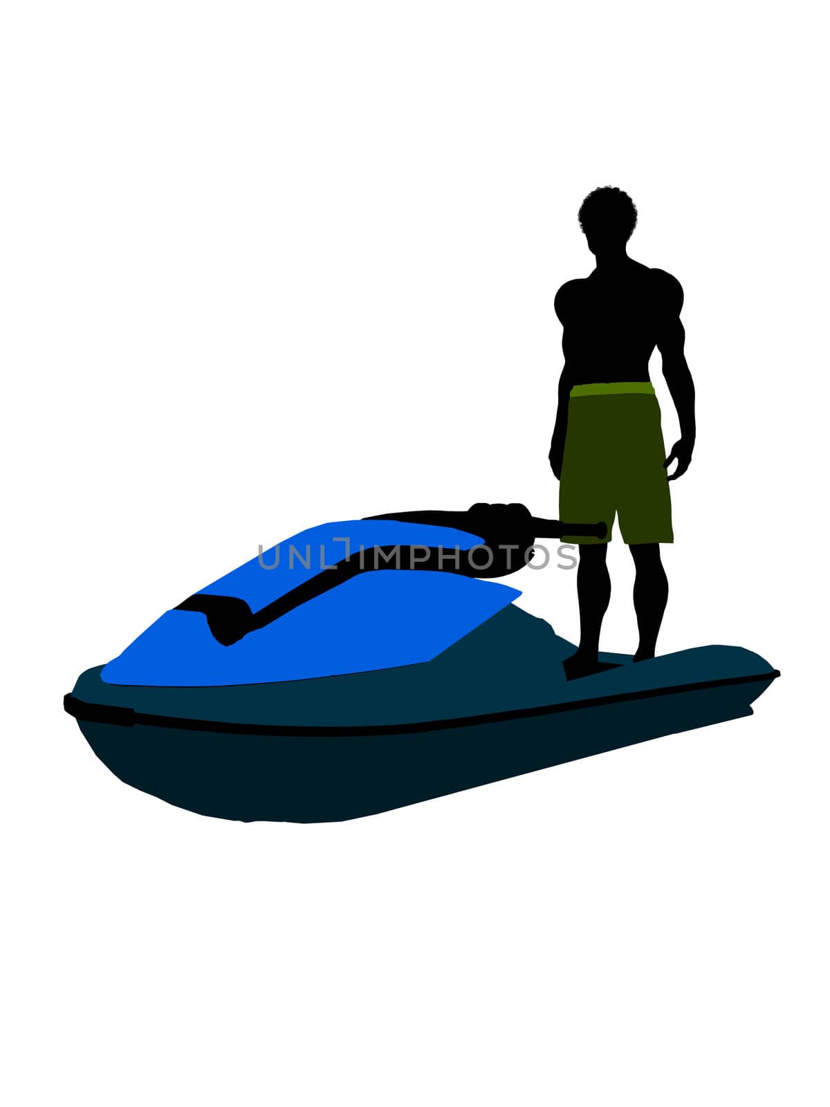 Male jetskier art illustration silhouette on a white background