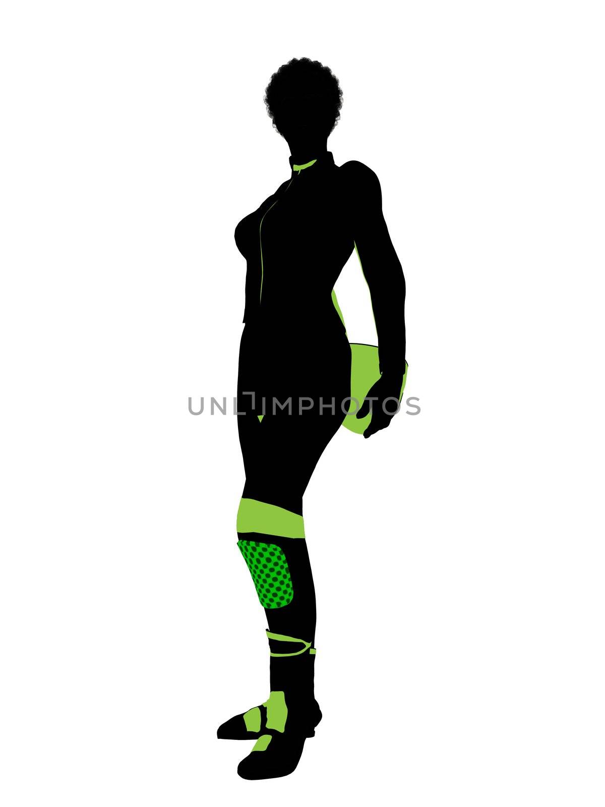 African american female motorcycle rider art illustration silhouette on a white background