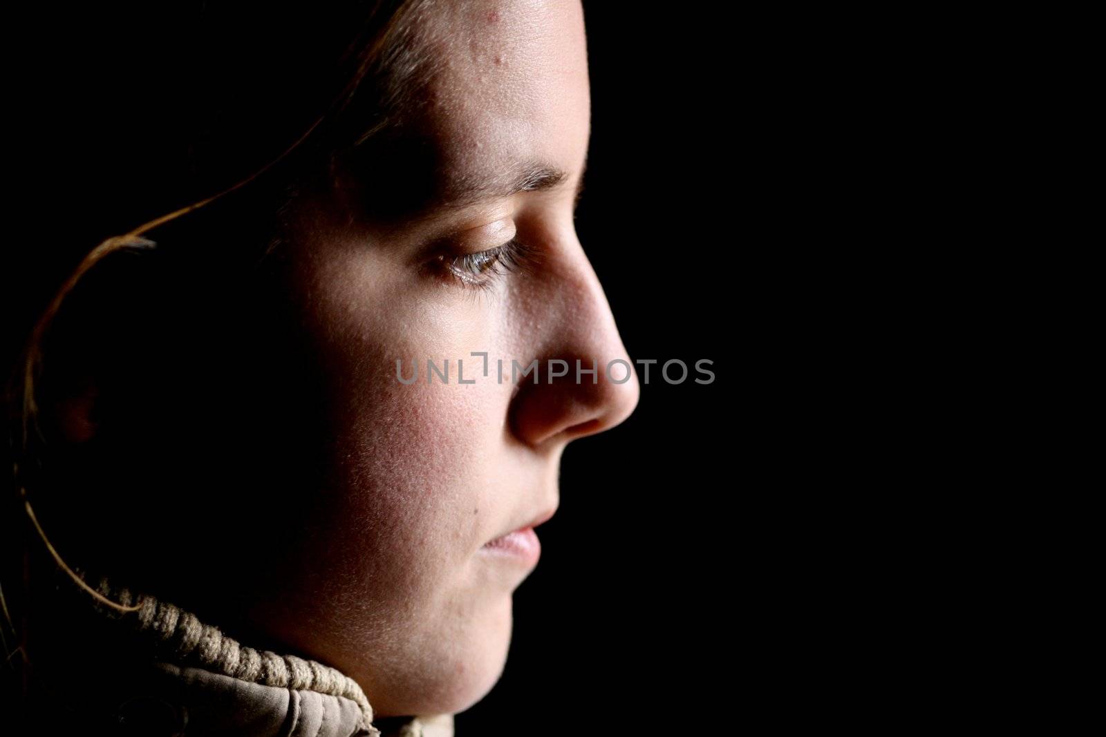 sexy woman portrait over black background