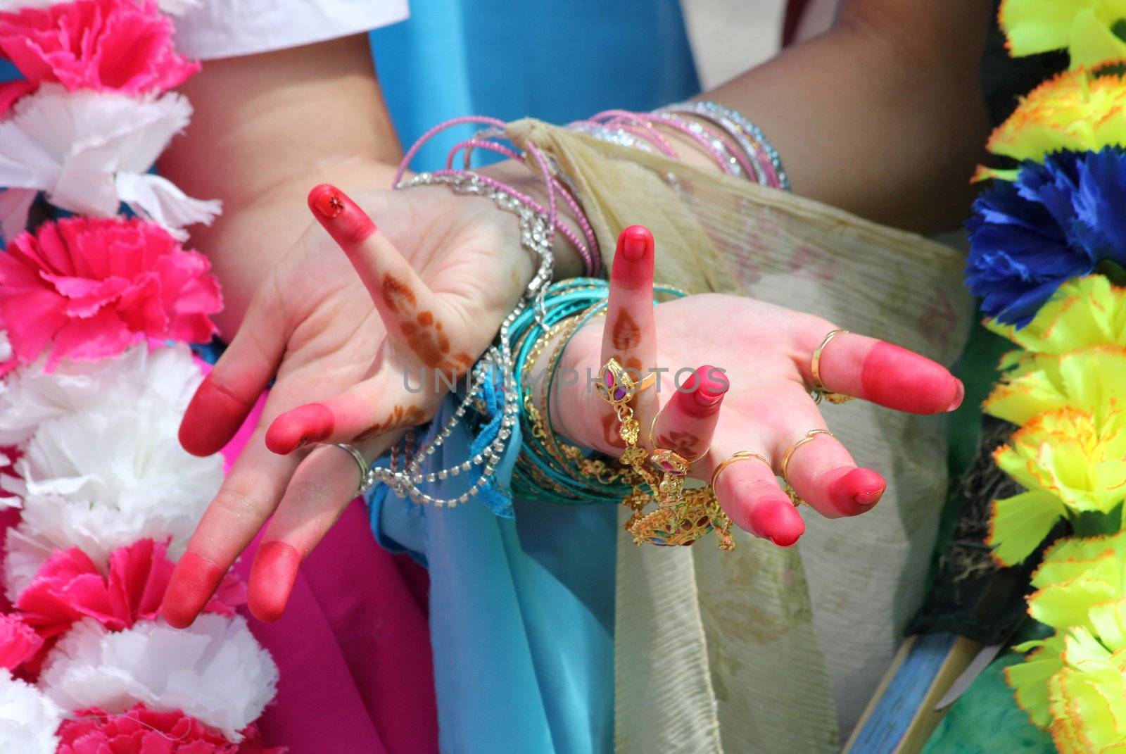 Krishna dances near the fragment from the hands.