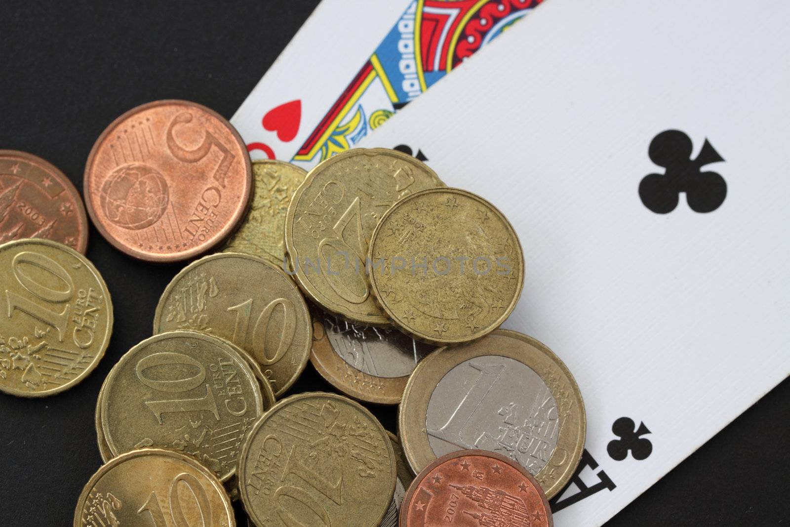 euros and playing cards