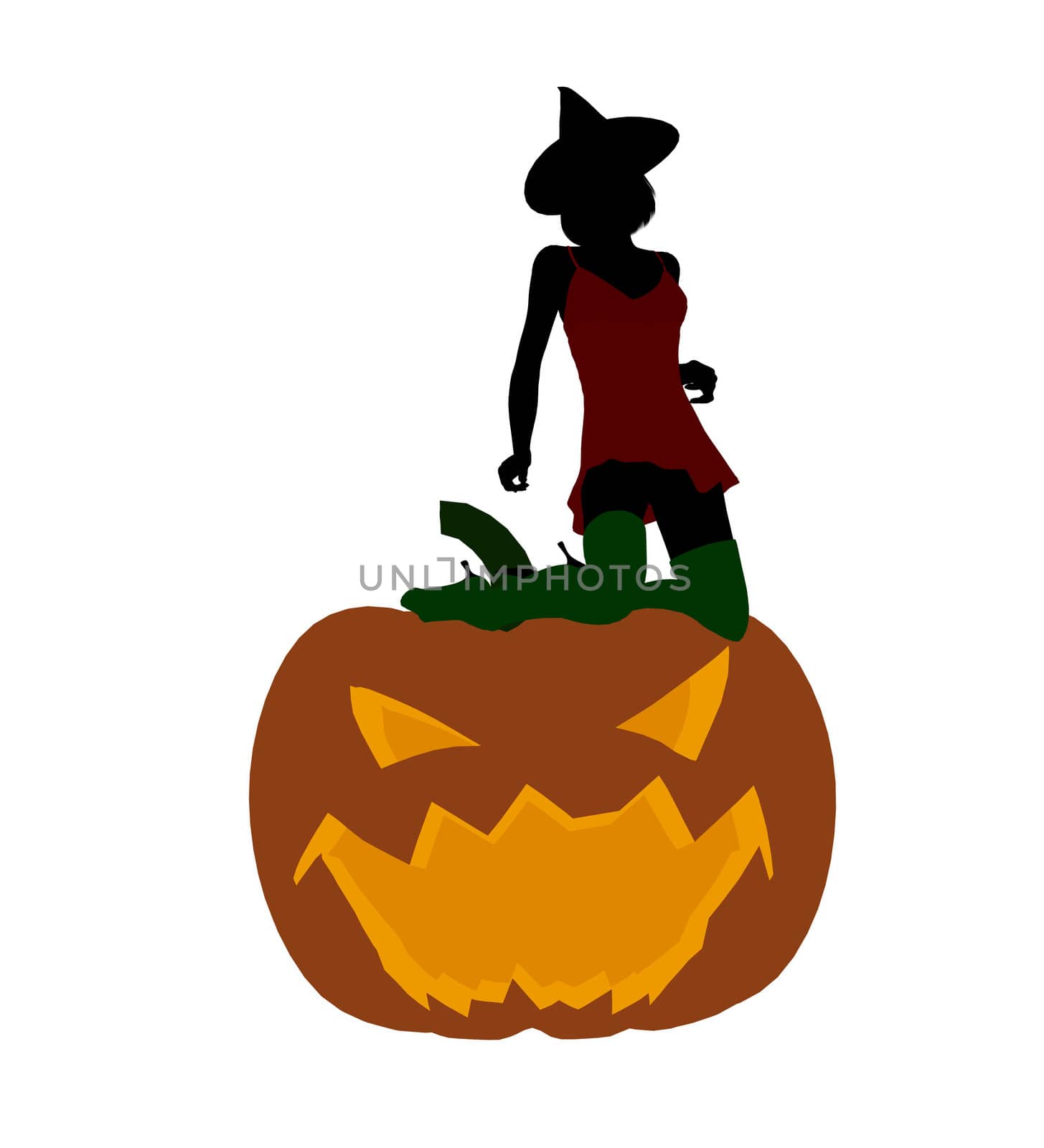 Sexy halloween witch silhouette illustration on a white background