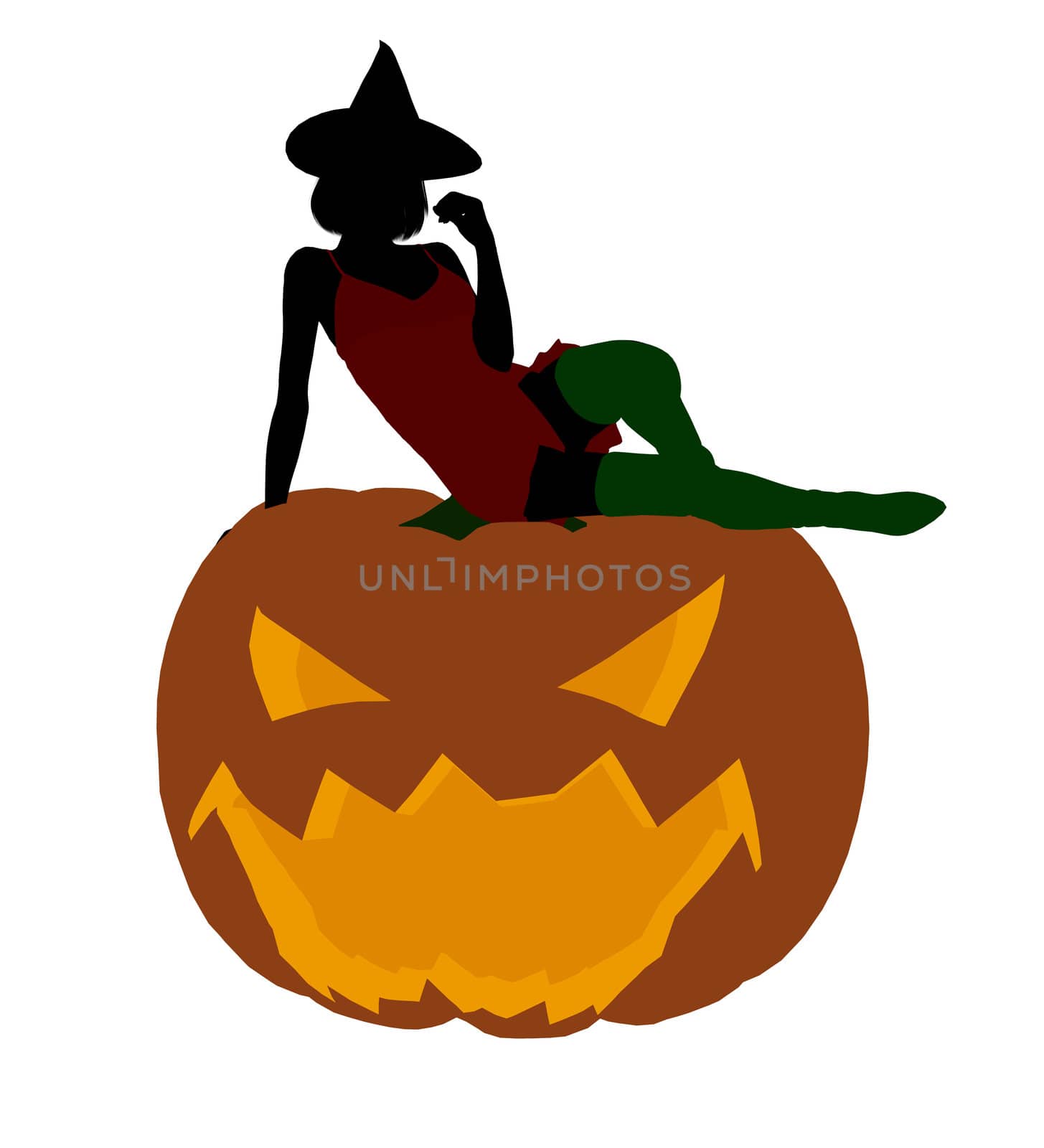 Sexy halloween witch silhouette illustration on a white background