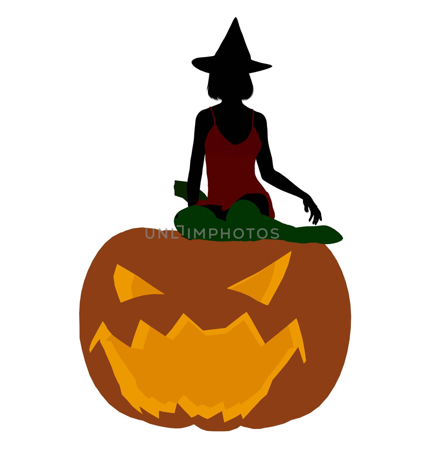 Sexy halloween witch silhouette illustration on a white background