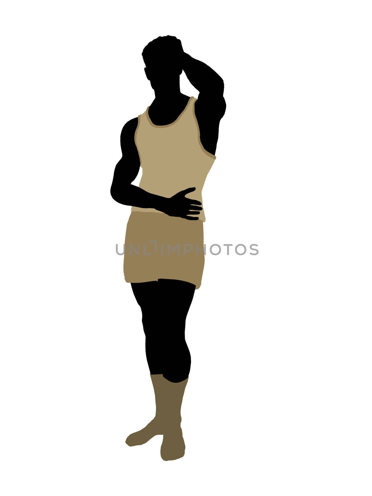 Male model wearing underwear illustration silhouette on a white background