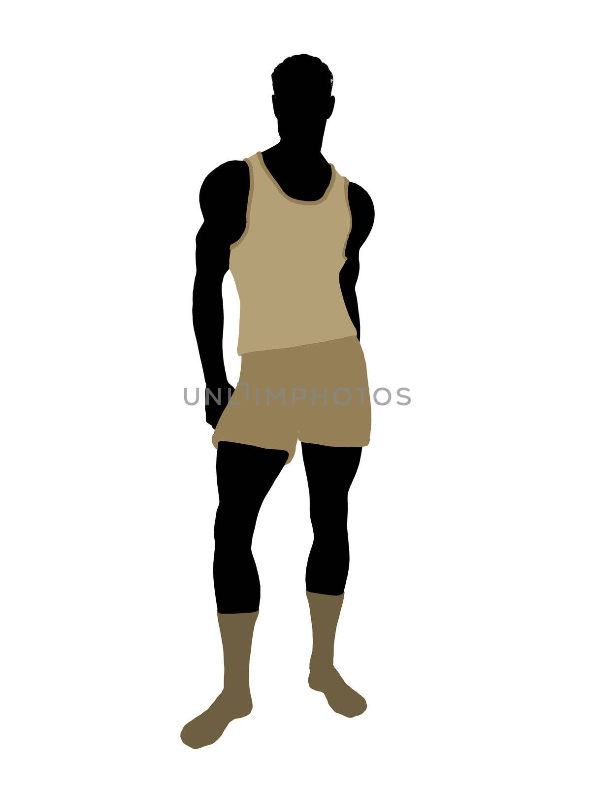 Male model wearing underwear illustration silhouette on a white background