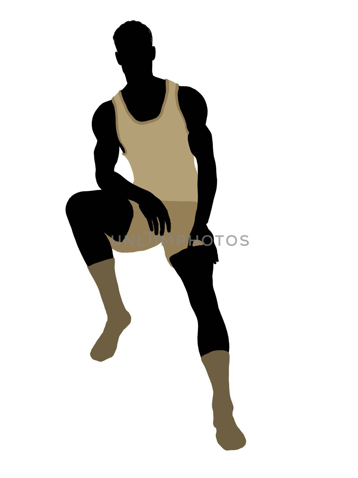 Male model wearing underwear illustration silhouette on a white background