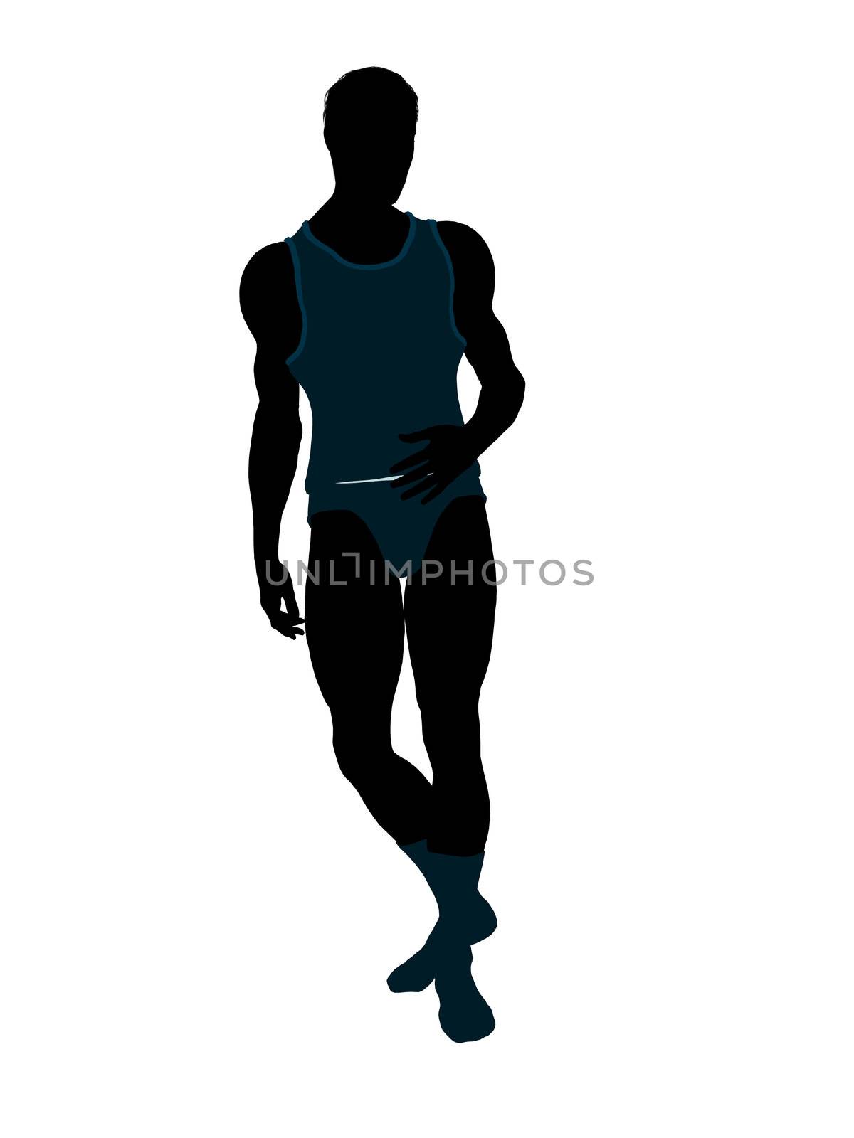 Male model wearing underwear illustration silhouette on a white background