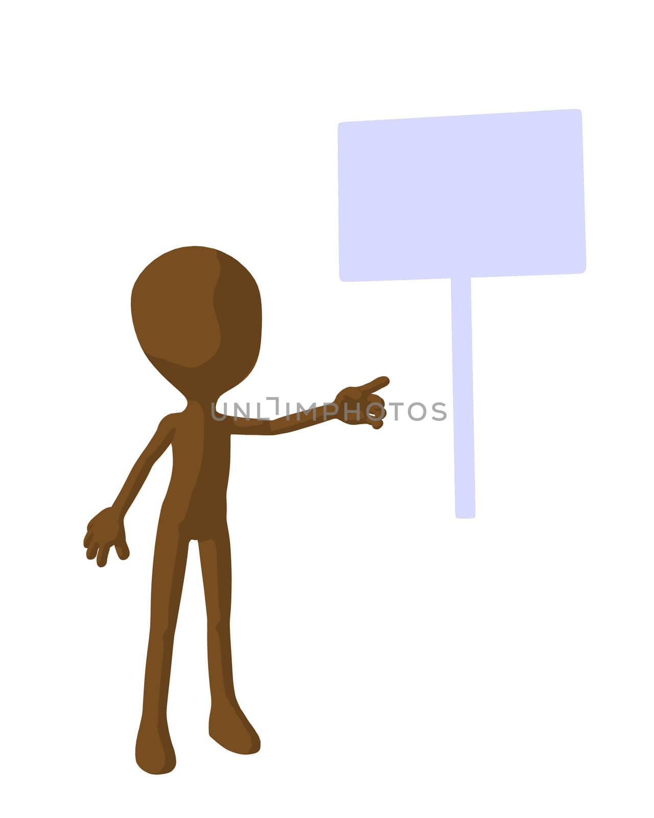 Cute brown silhouette guy standing on a white background
