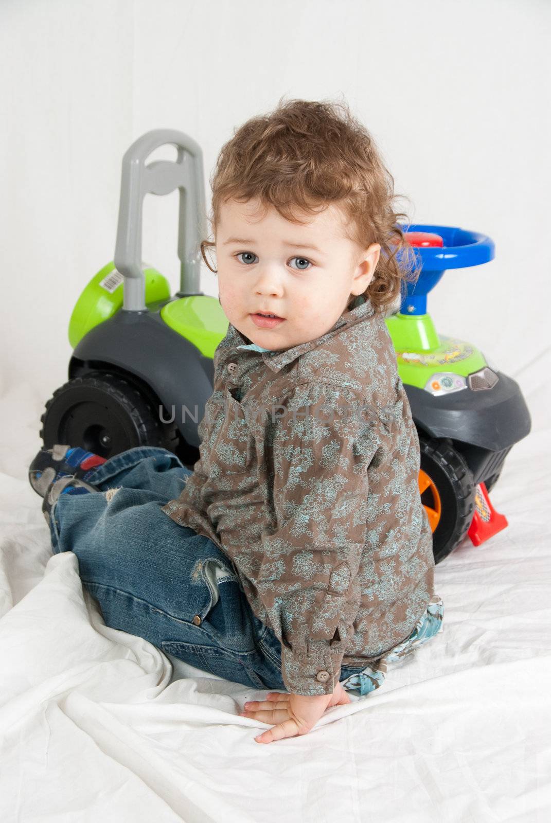 Portrait of 2 years old boy made in studio