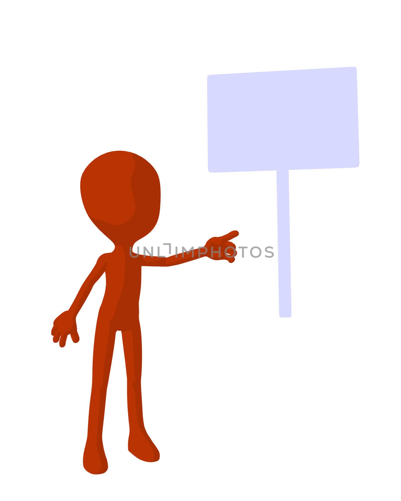 Cute orange silhouette guy standing on a white background
