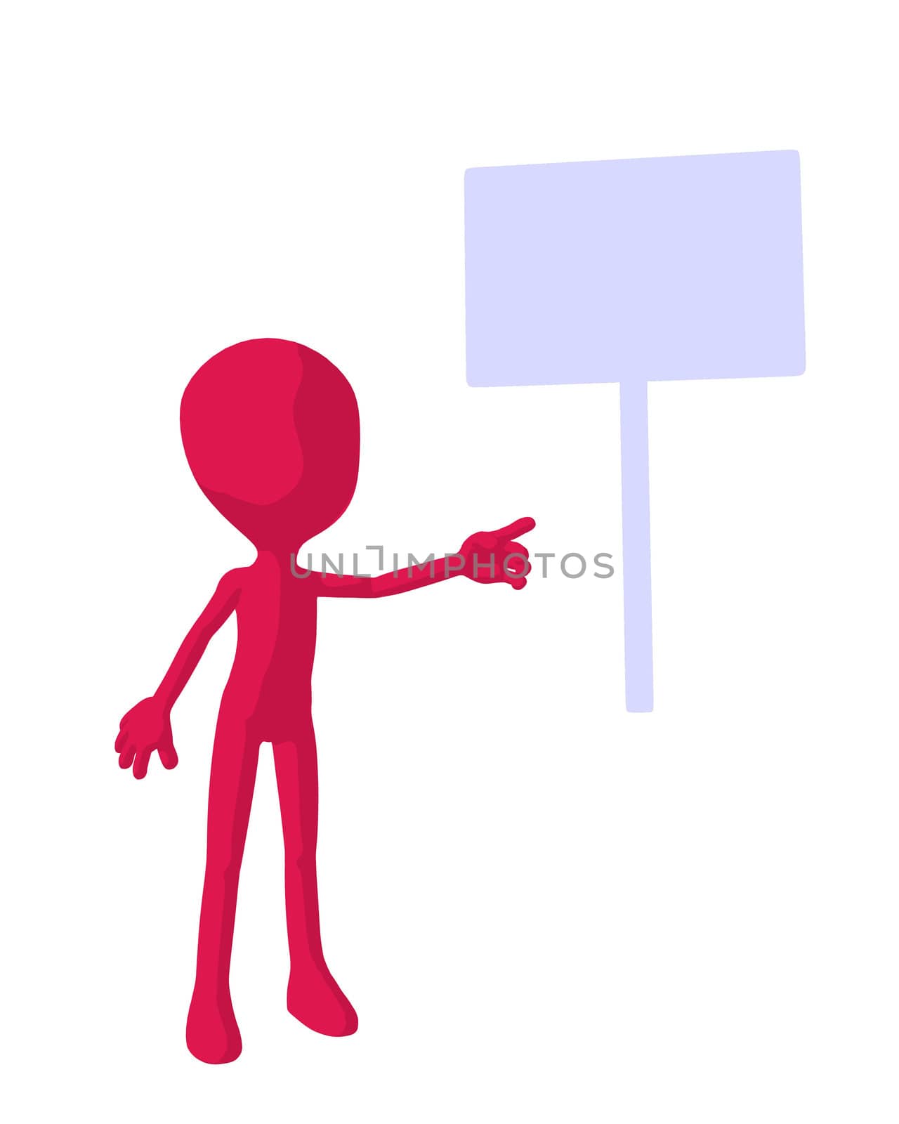 Cute pink silhouette guy standing on a white background
