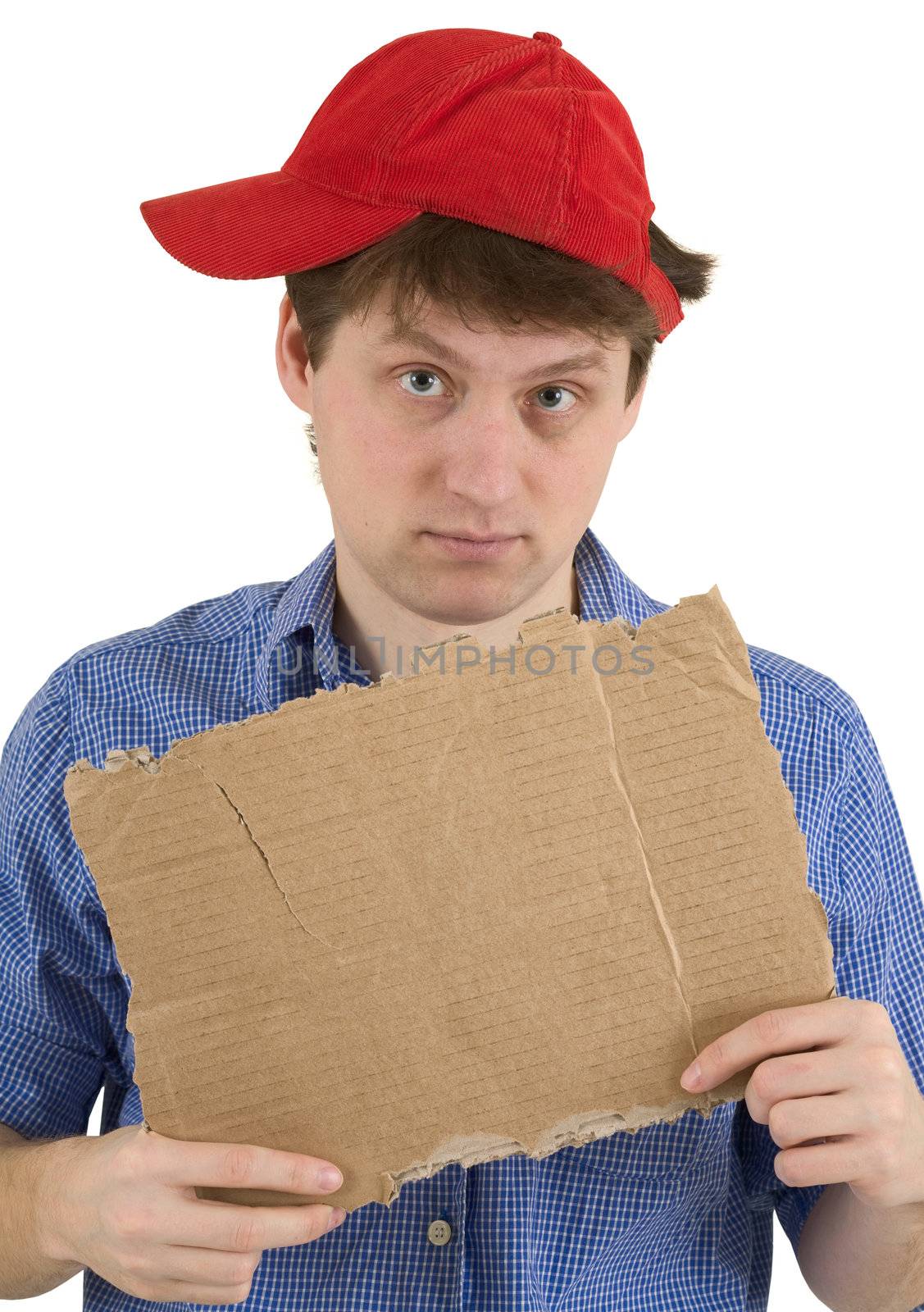Man in red baseball cap and  tablet by pzaxe