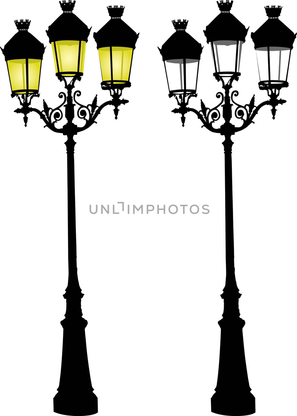 Illustration of Glowing retro street lamp
