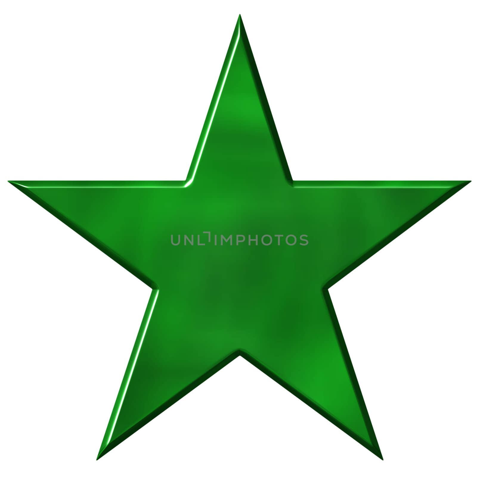 3d green star isolated in white