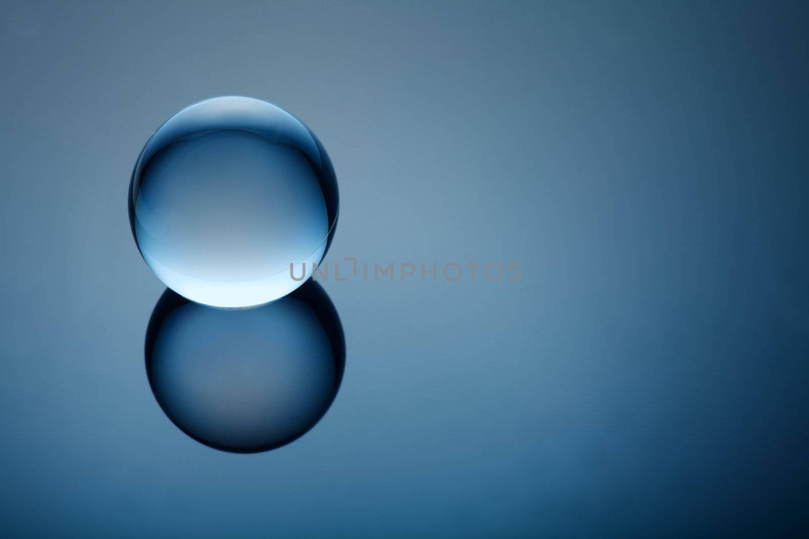Clear crystal ball on a blue gradient