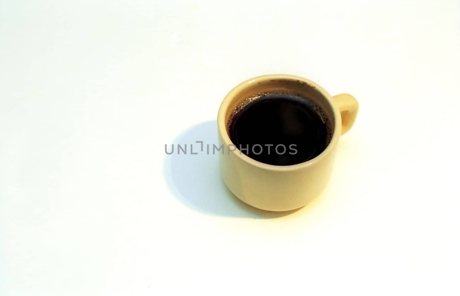 A cup of black coffee on white background