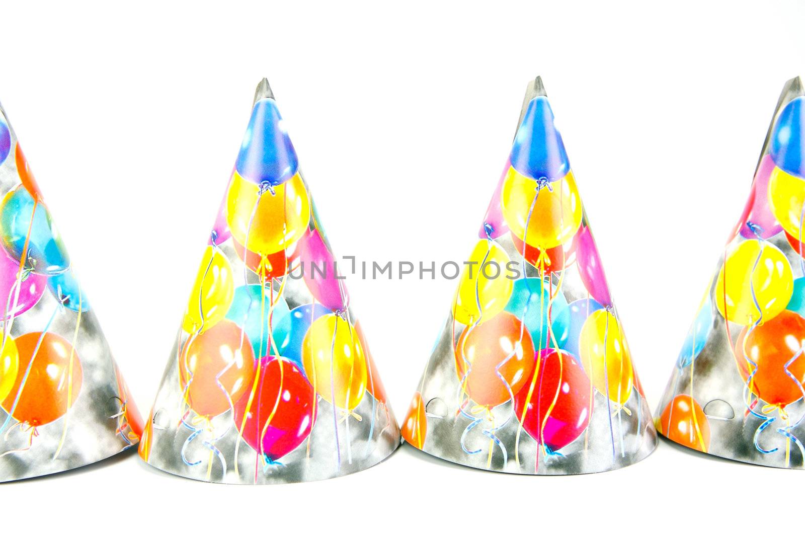 Party hats isolated against a white background