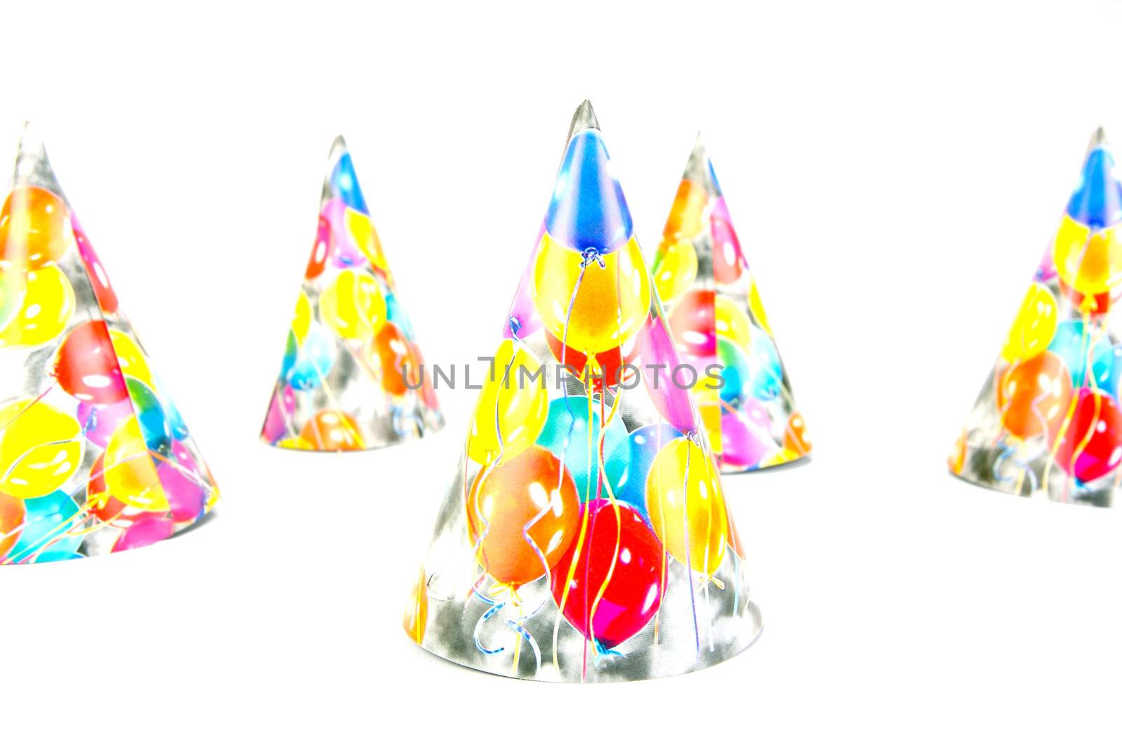 Party hats isolated against a white background