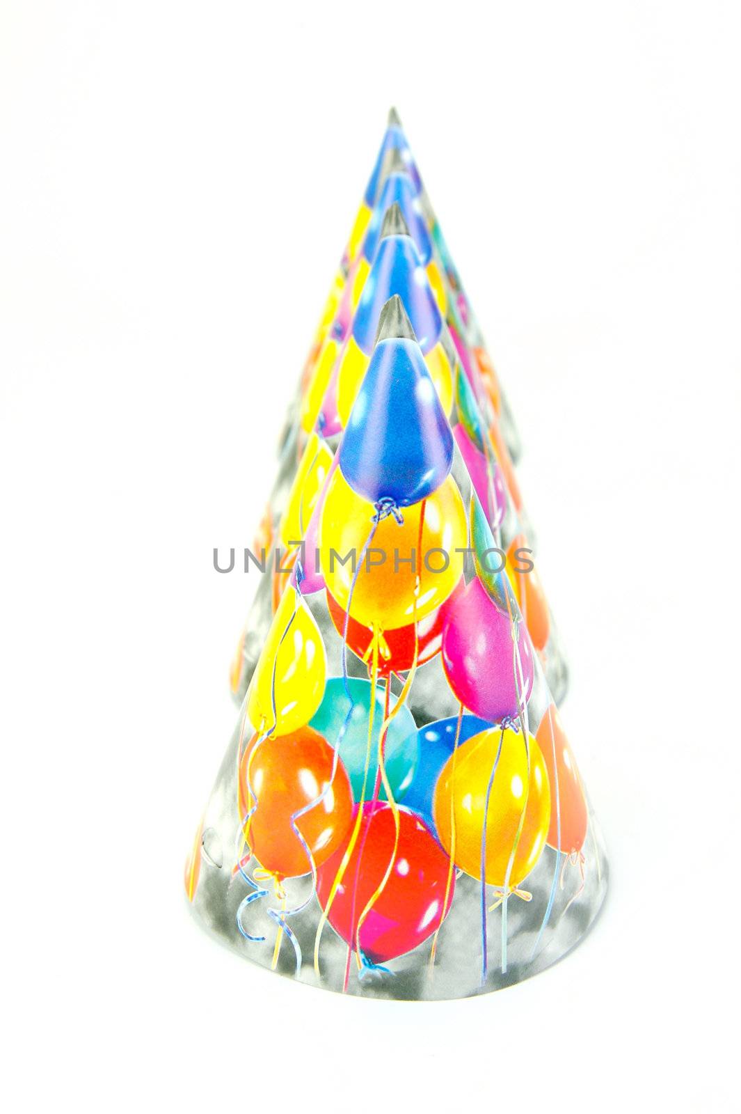 Party hats isolated against a white background
