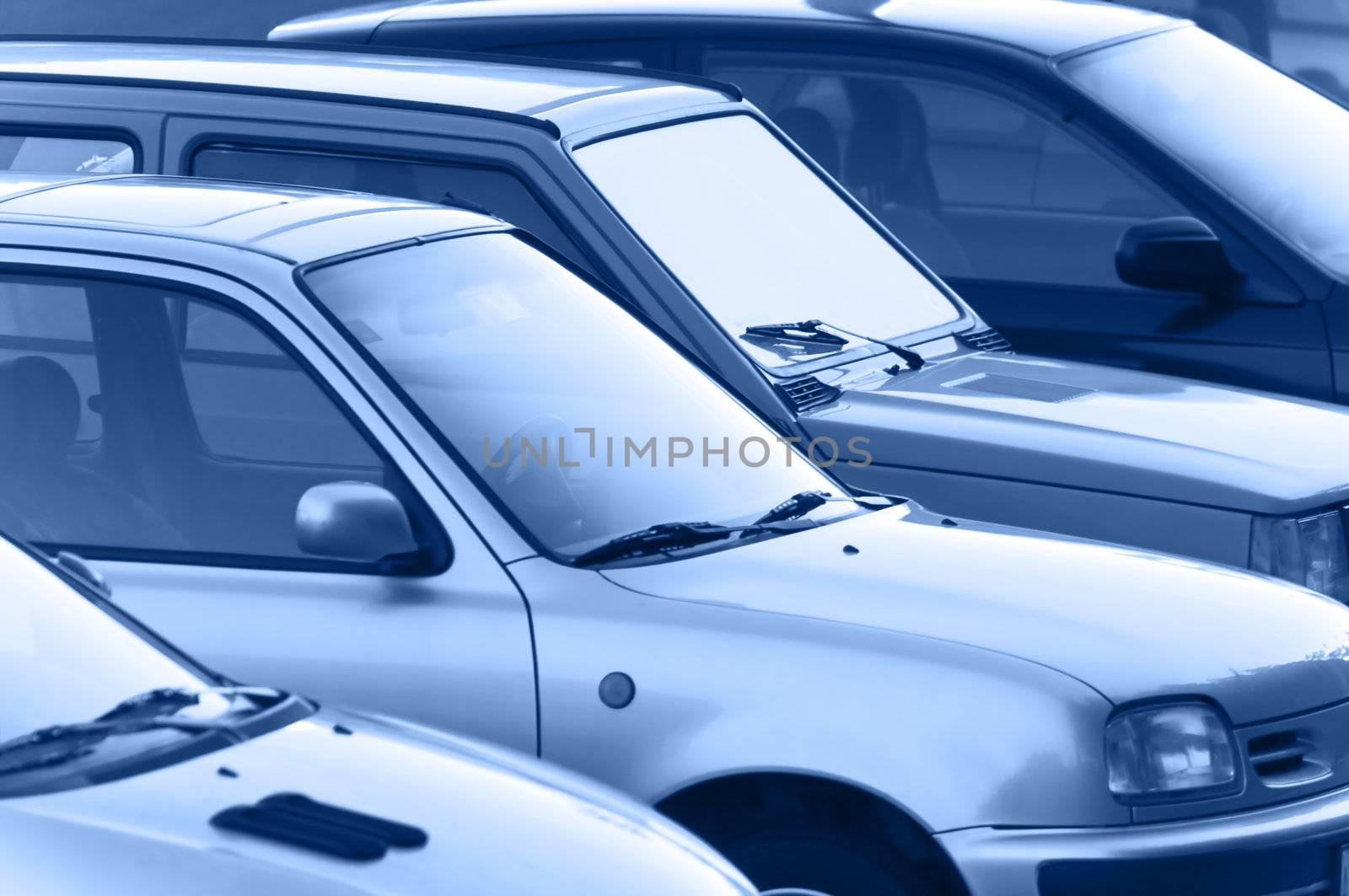 Parking cars - blue toned