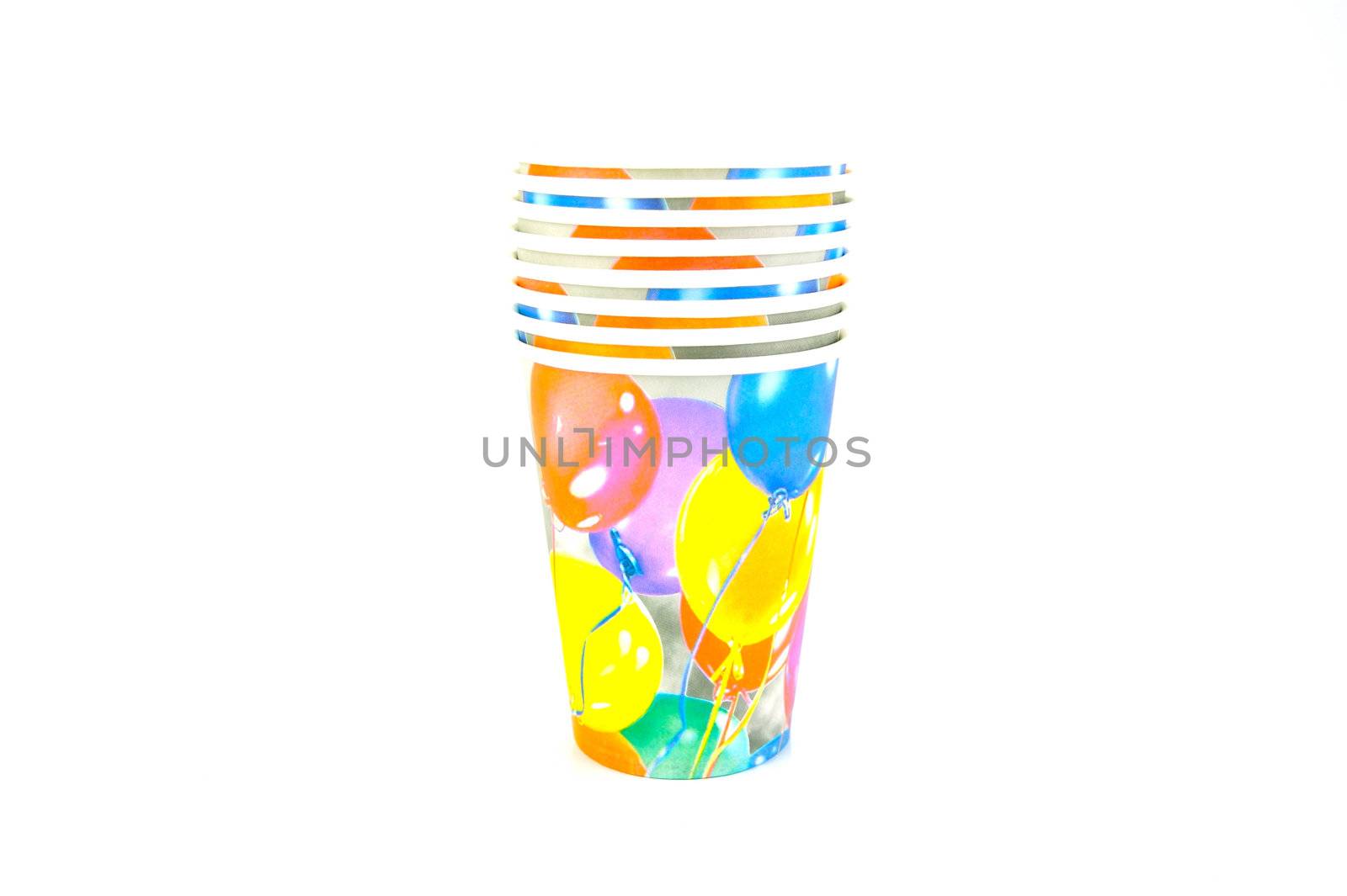Party cups isolated against a white background