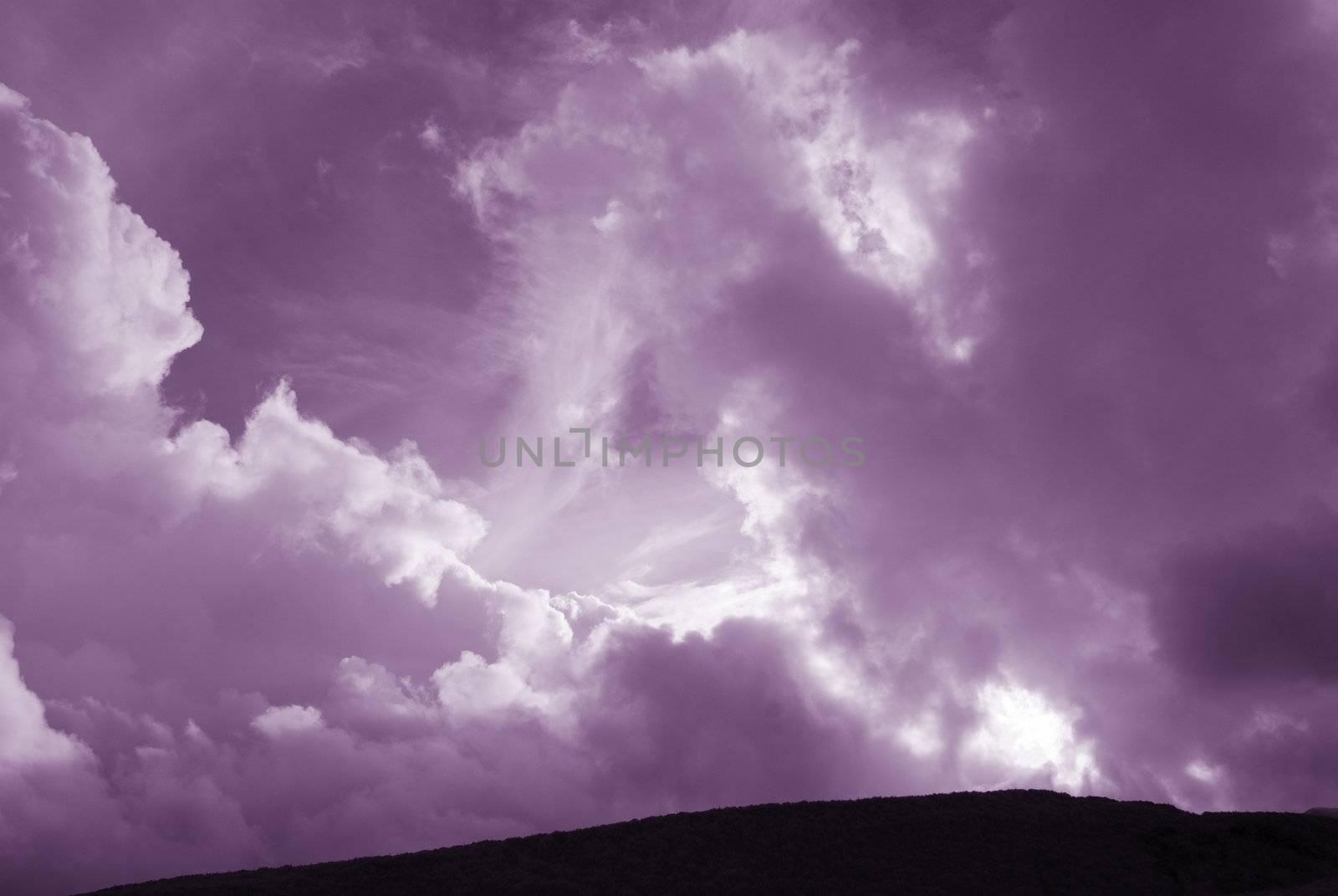 A purple clouds looks so beautiful and make people feel majestic.