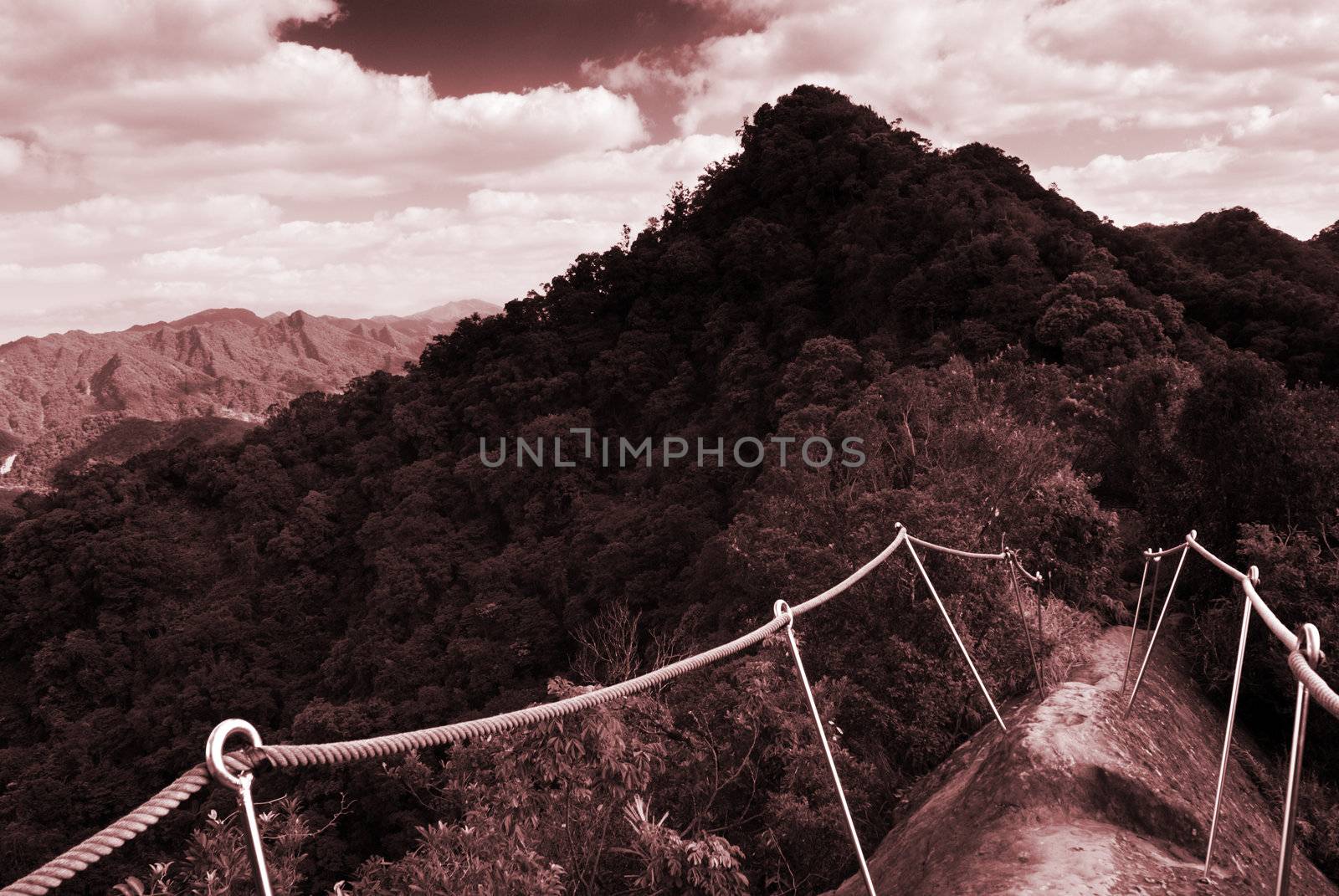 It's a hard and dangerous mountain, so the step were stand a lot of handrail.