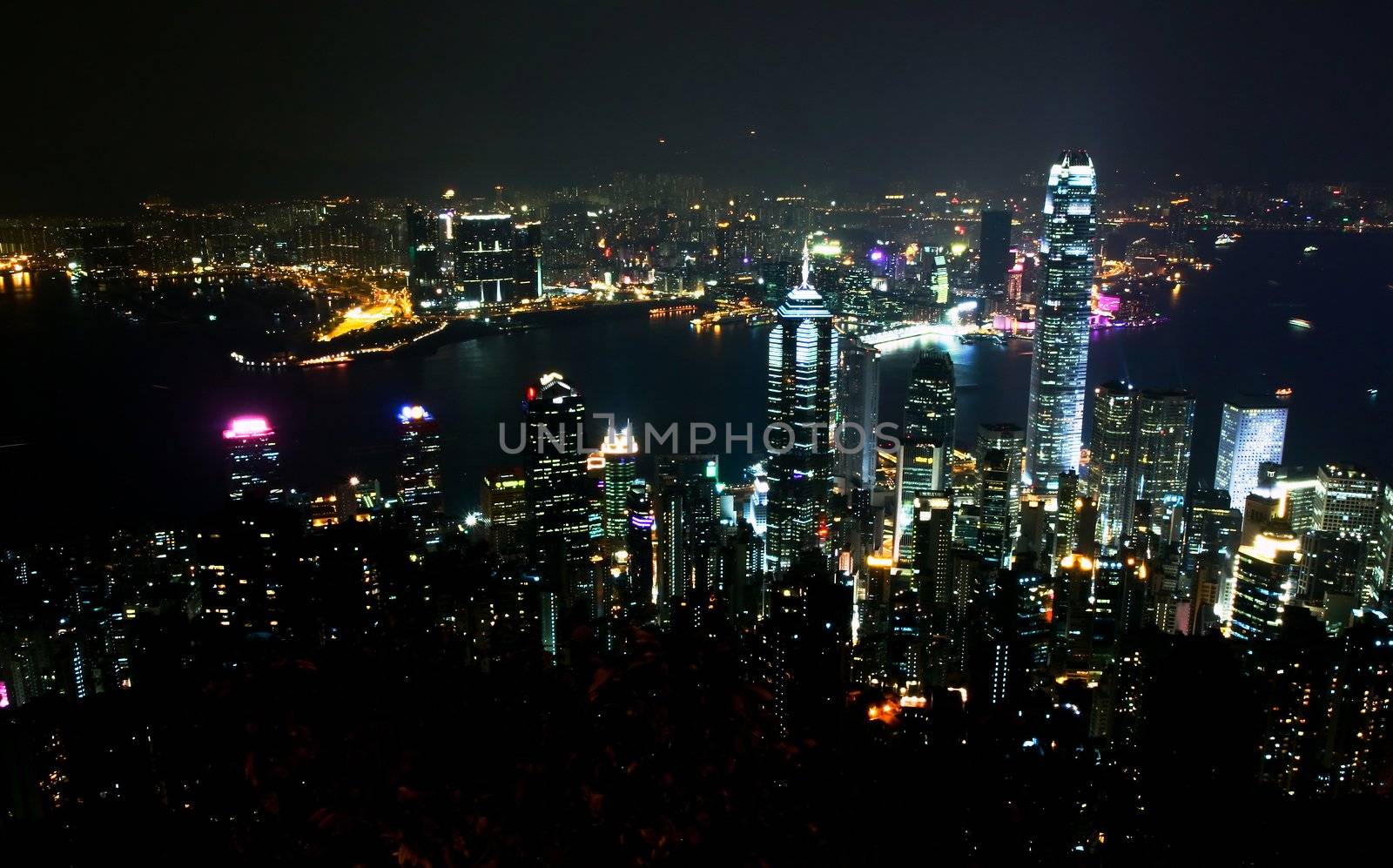 Night scene in Hong Kong Island and Kowloon side