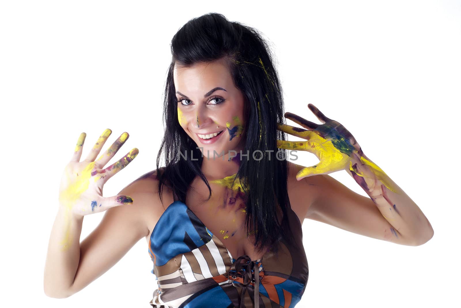 nice girl shows her hands by oblickstudio