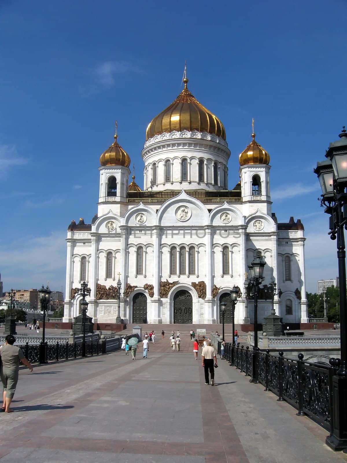 Great saint Christ church in Moscow on a background of blue sky