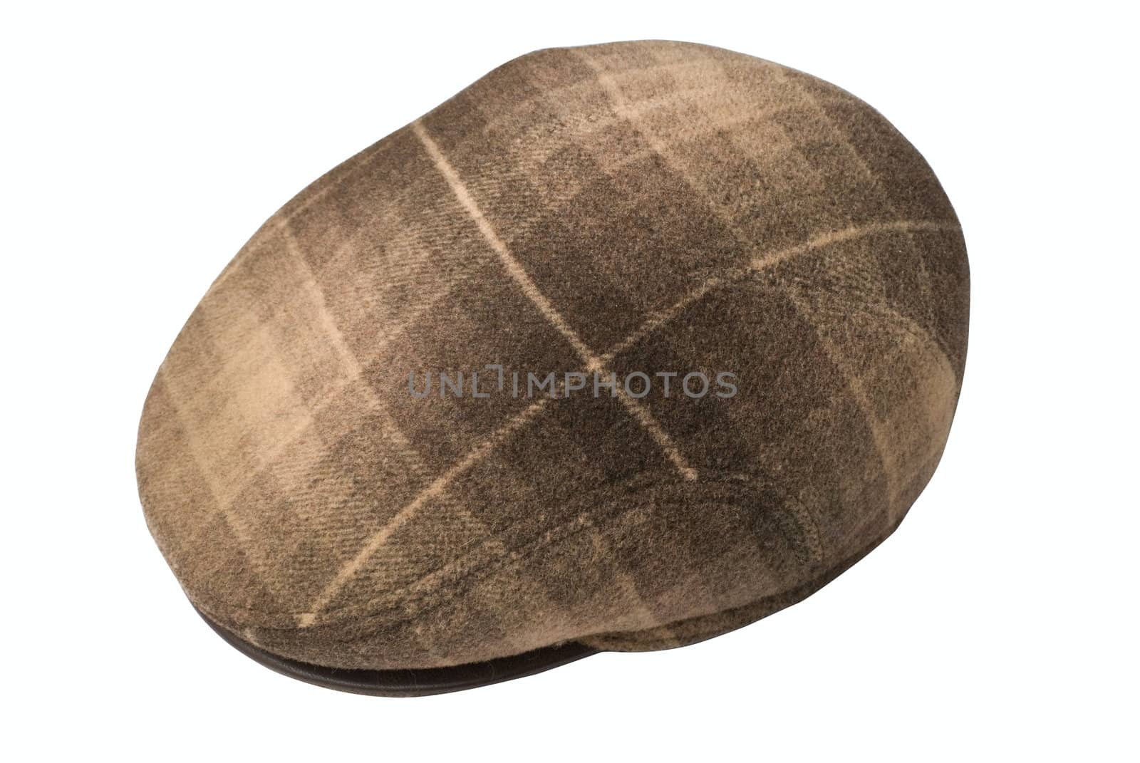 Mans warm hat for spring and autumn seasons. Isolated on white background