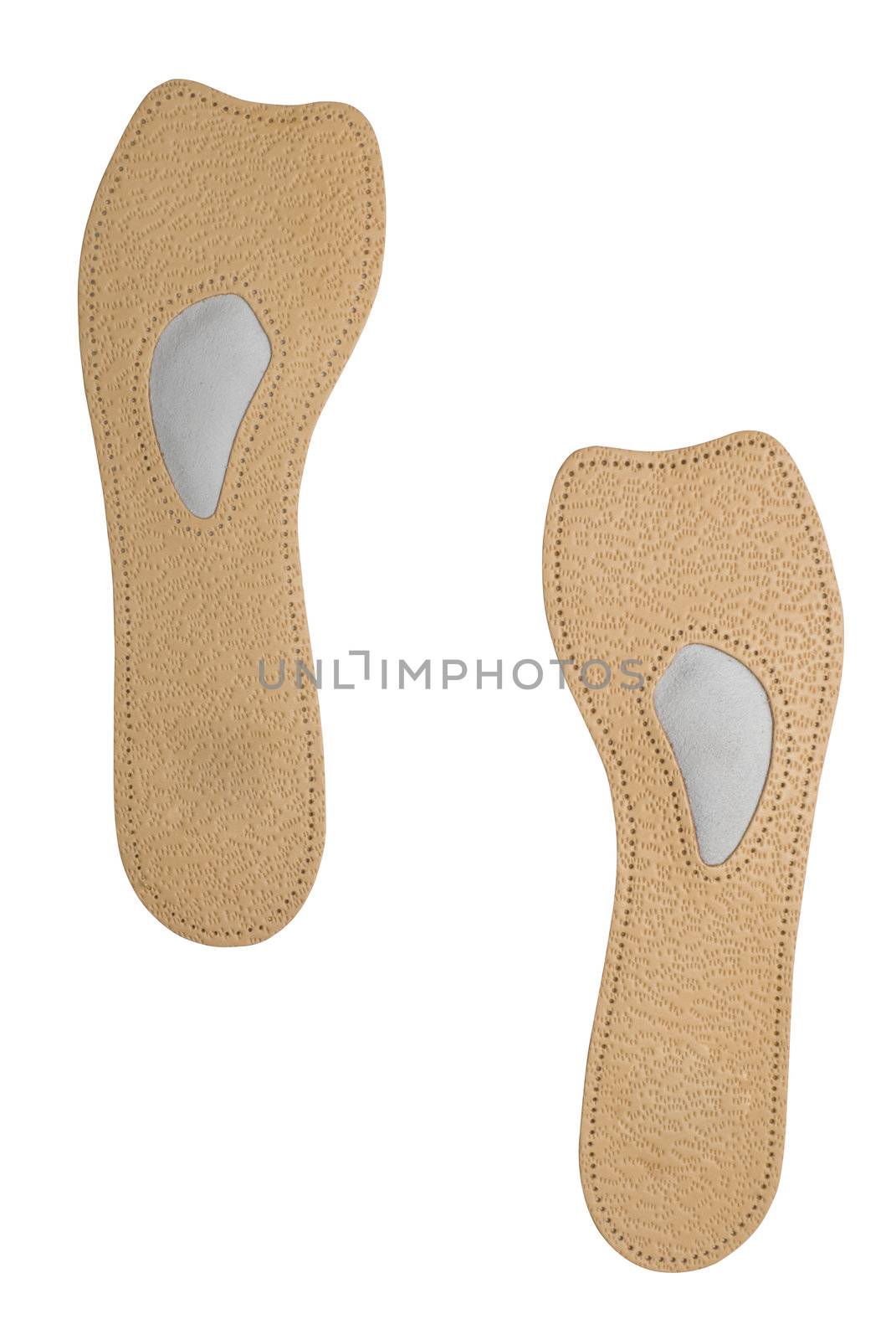 Insoles with instep supports for footwear. Isolated on white background