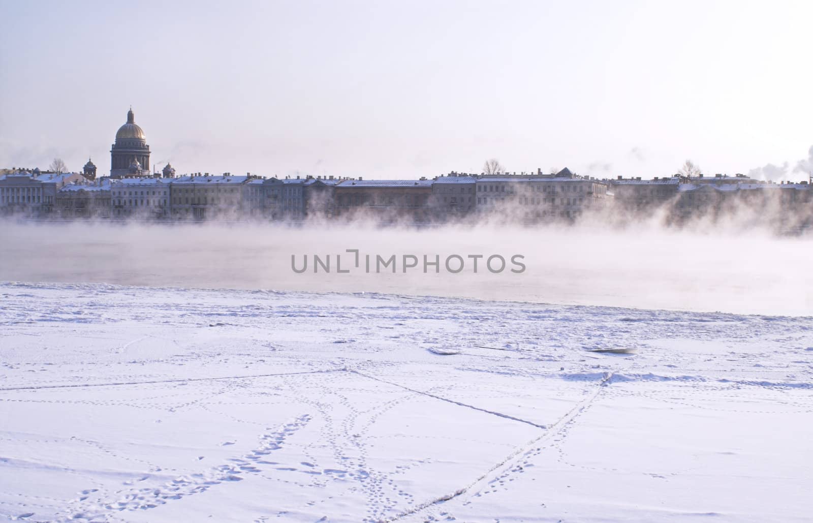 Fogged Neva River by simfan