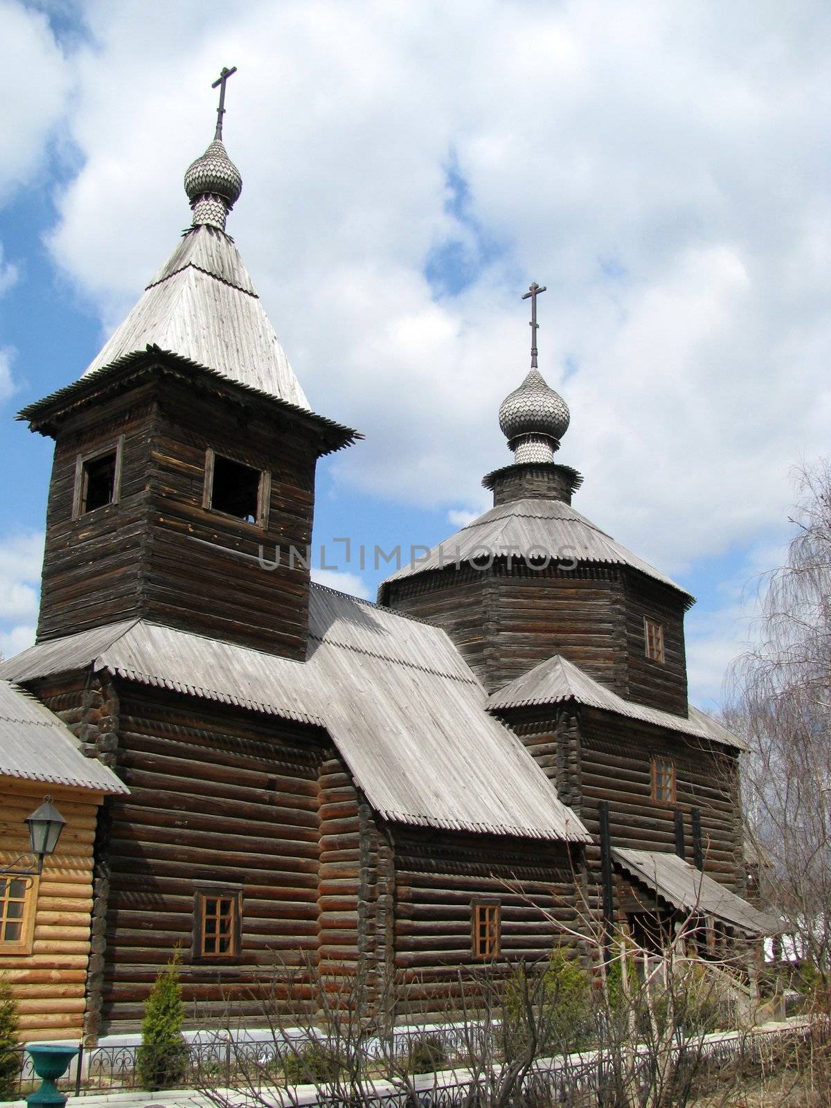Temple, church, cathedral, religion, Orthodoxy, spirituality, domes, a cross, belief, pilgrimage, history, culture, an antiquity, Christianity, a belltower, the sky, clouds, Russia, the house, village