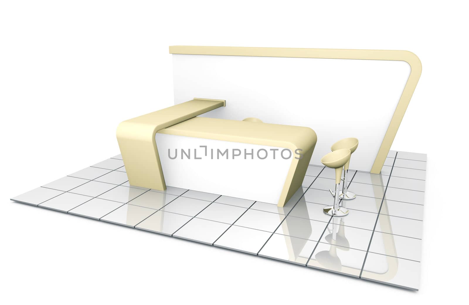 Company trade exhibition stand. 3D rendered illustration.
