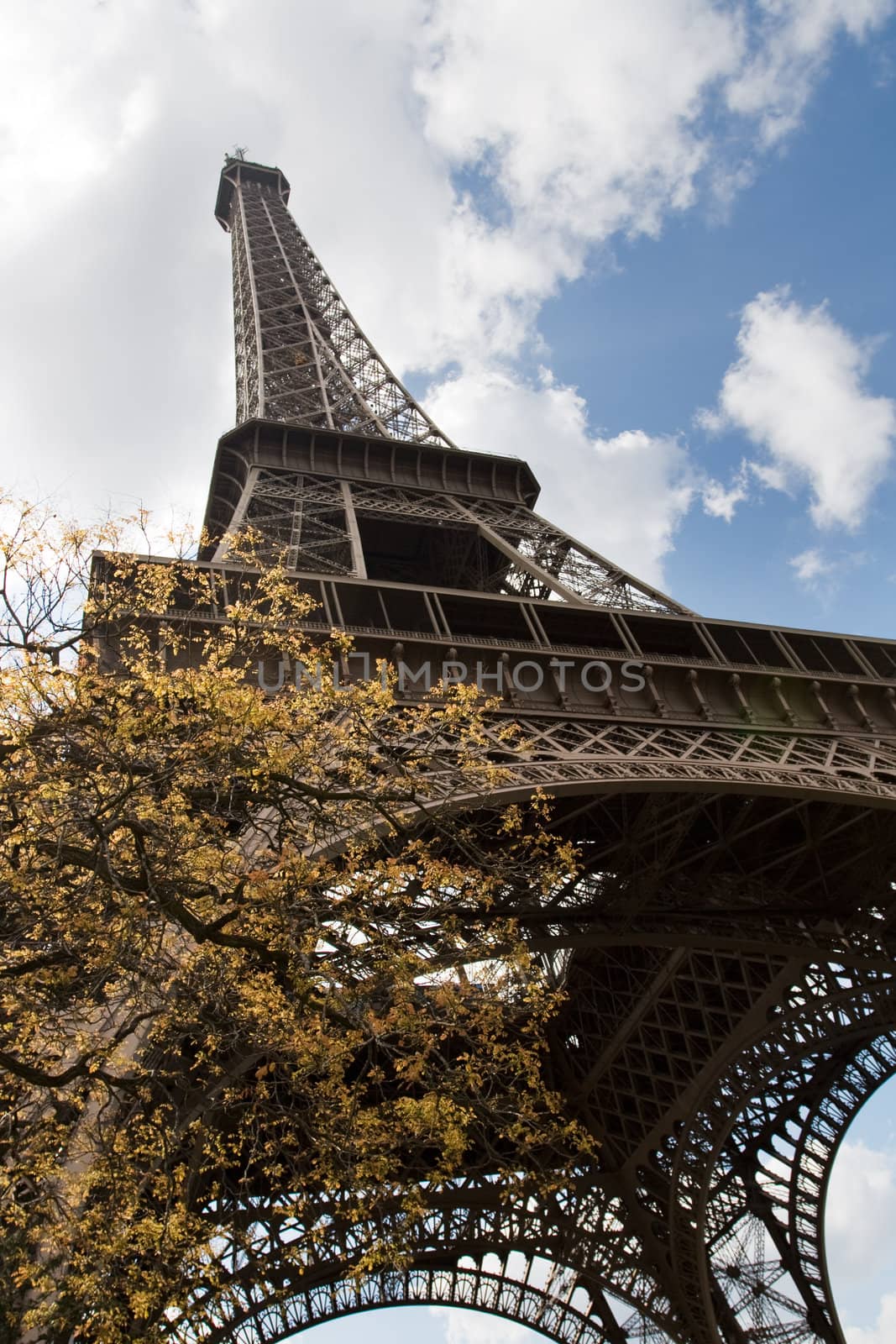 View at Eiffel Tower from low angle