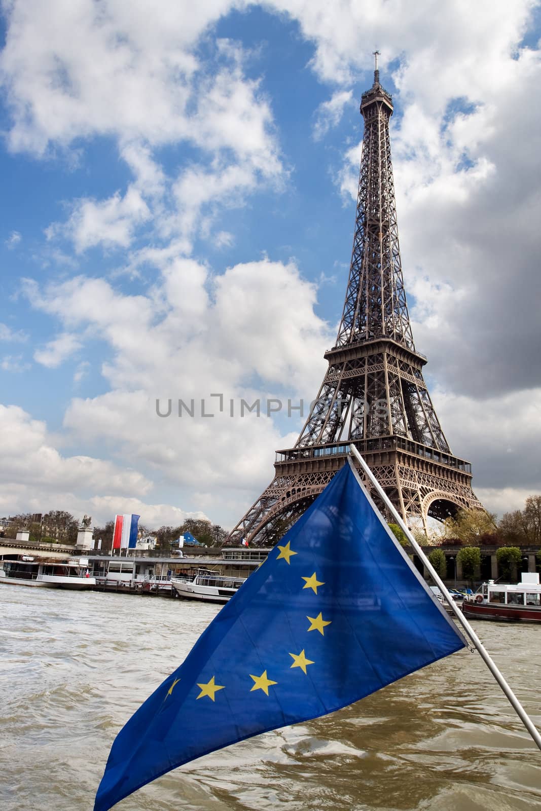 European Union flag and Eiffel tower by ints