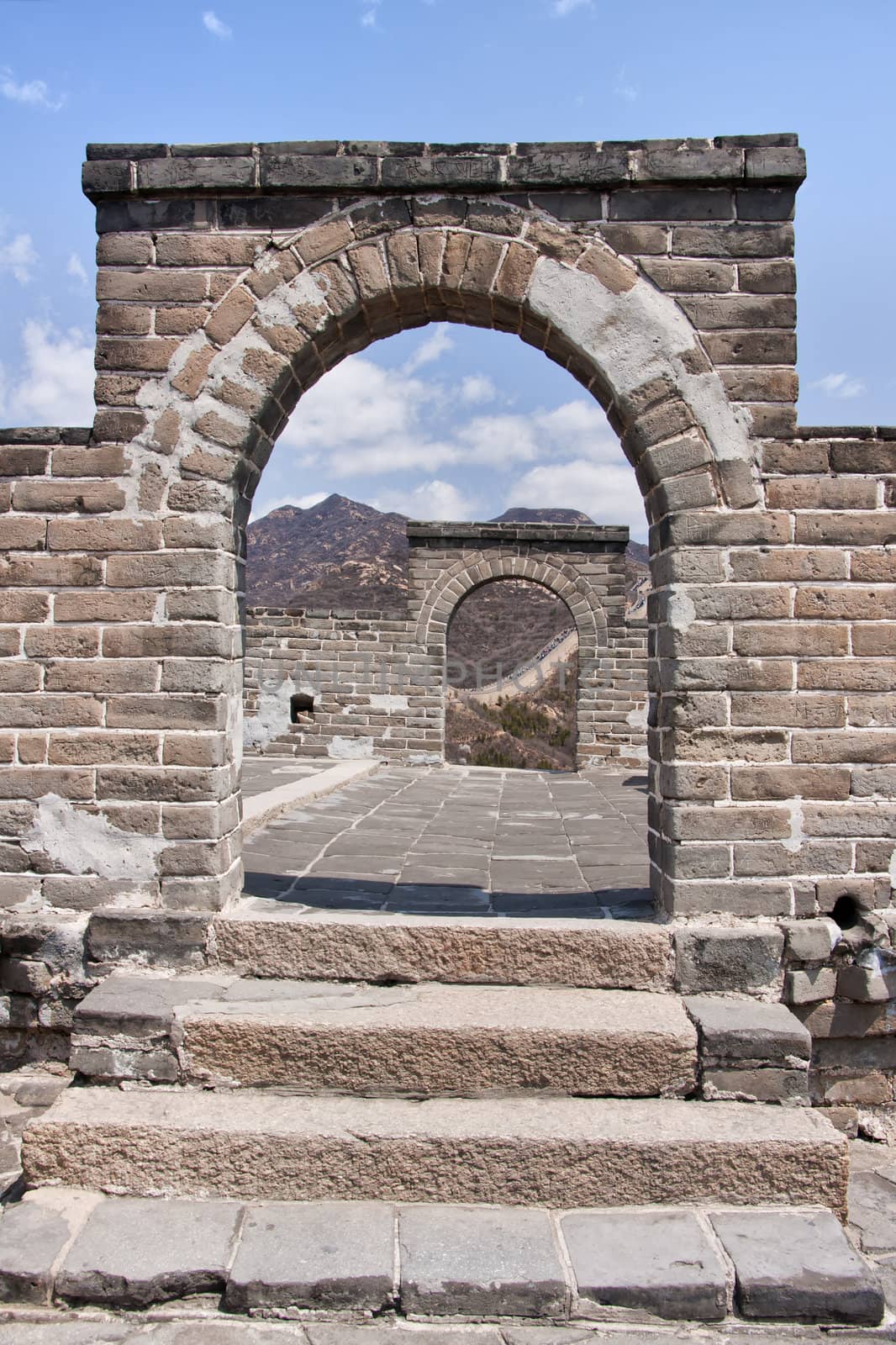 Great Wall: view through a double window. by Claudine