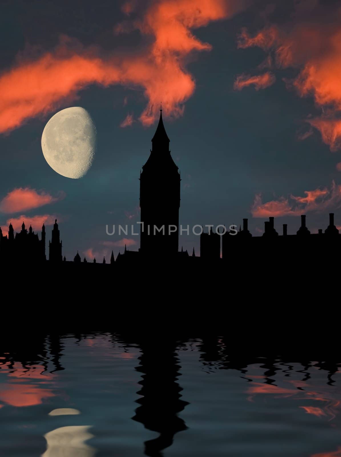 big ben silhouette at sunset