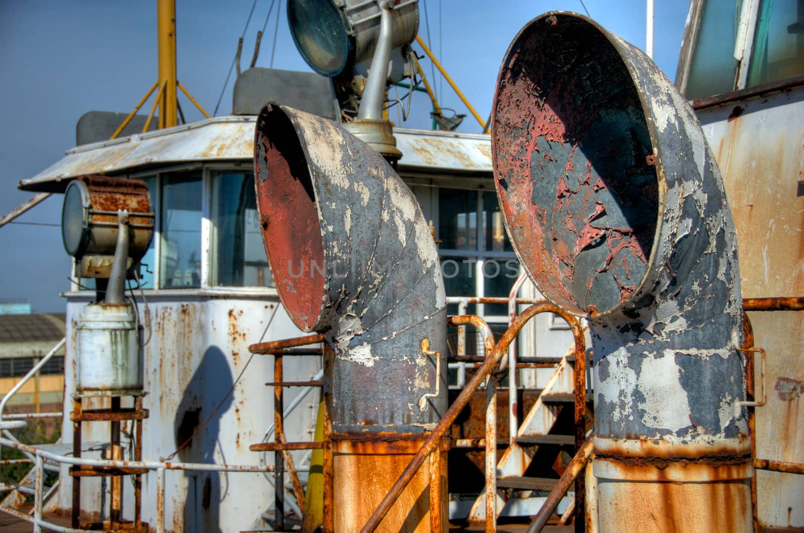 Rusted Boat at Shipyard, in the Riachuelo in La Boca, Buenos Aires, Argentina. The neighborhood of La Boca is a popular tourist destination in Argentina.