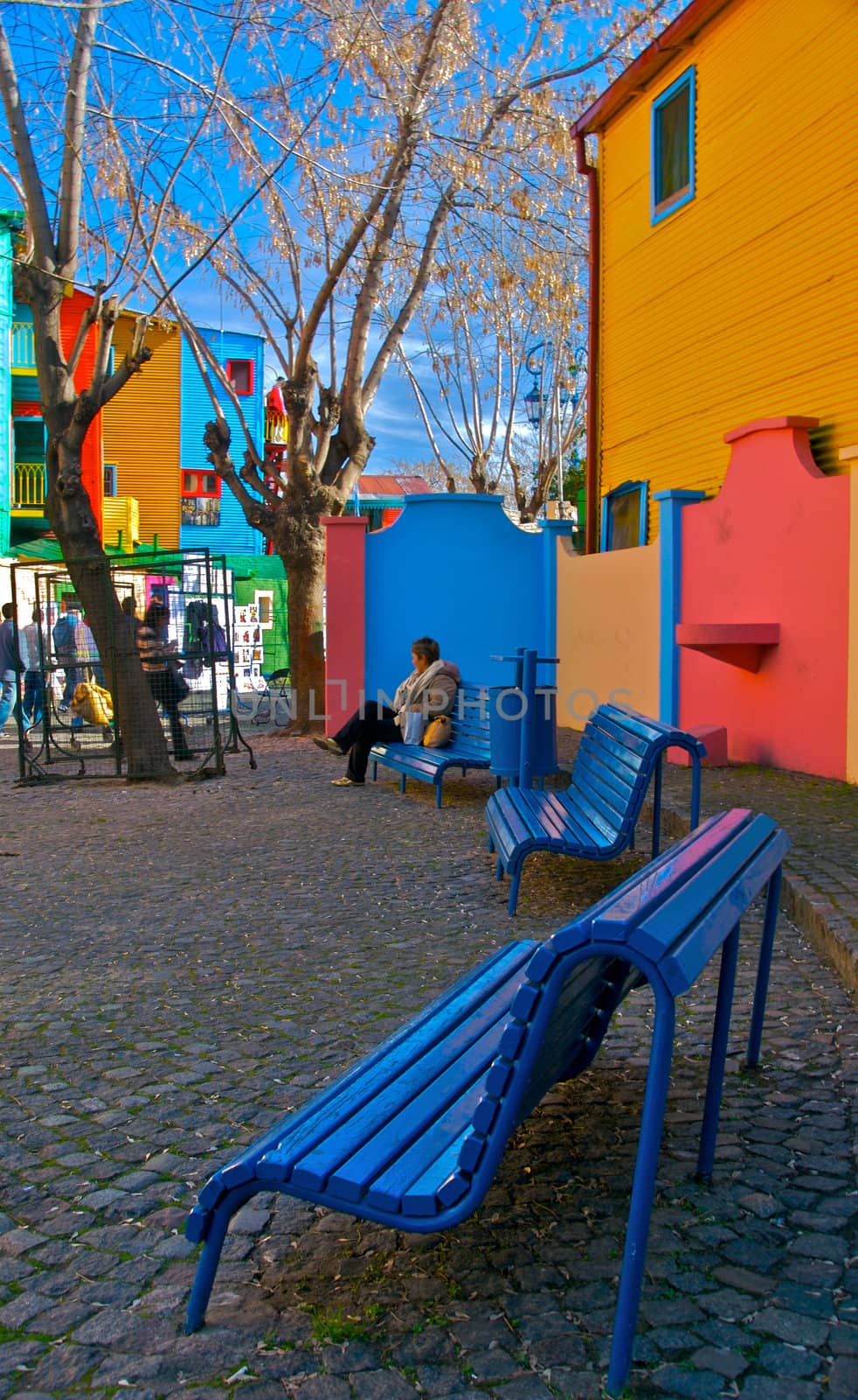View of Caminito Street in Barrio de La Boca in Buenos Aires, Argentina. This is a popular tourist destination.