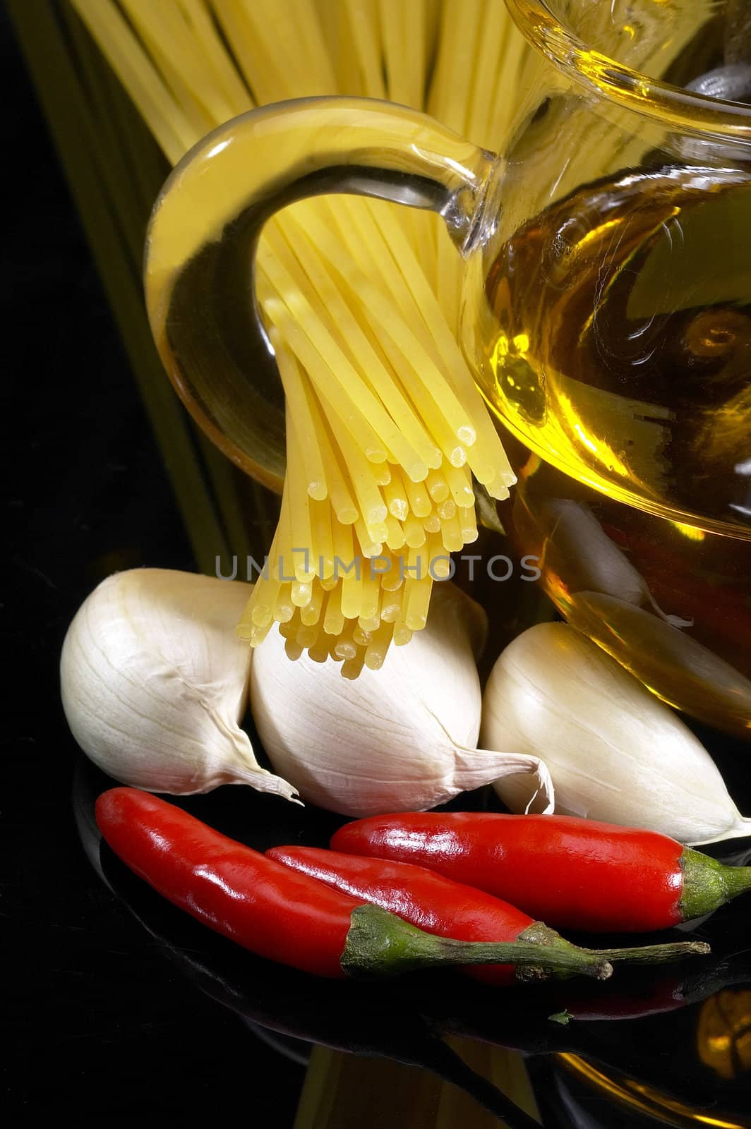 pasta garlic extra virgin olive oil and red chili pepper by keko64