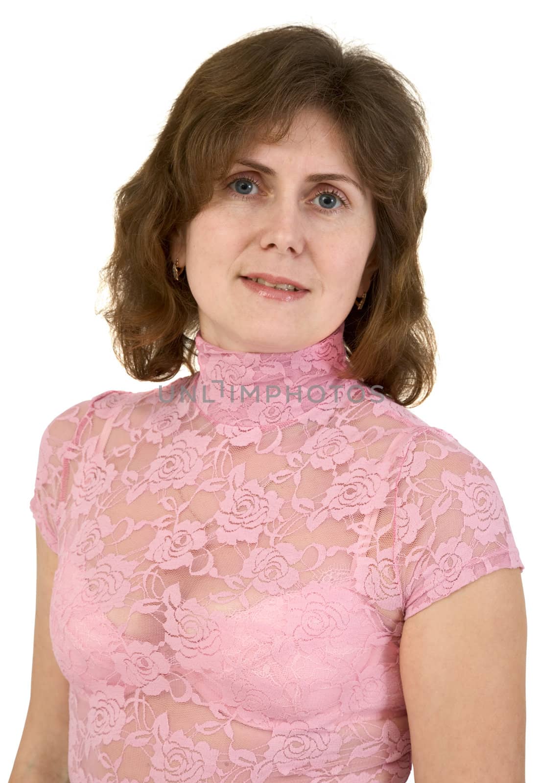 Young woman portrait on the white background