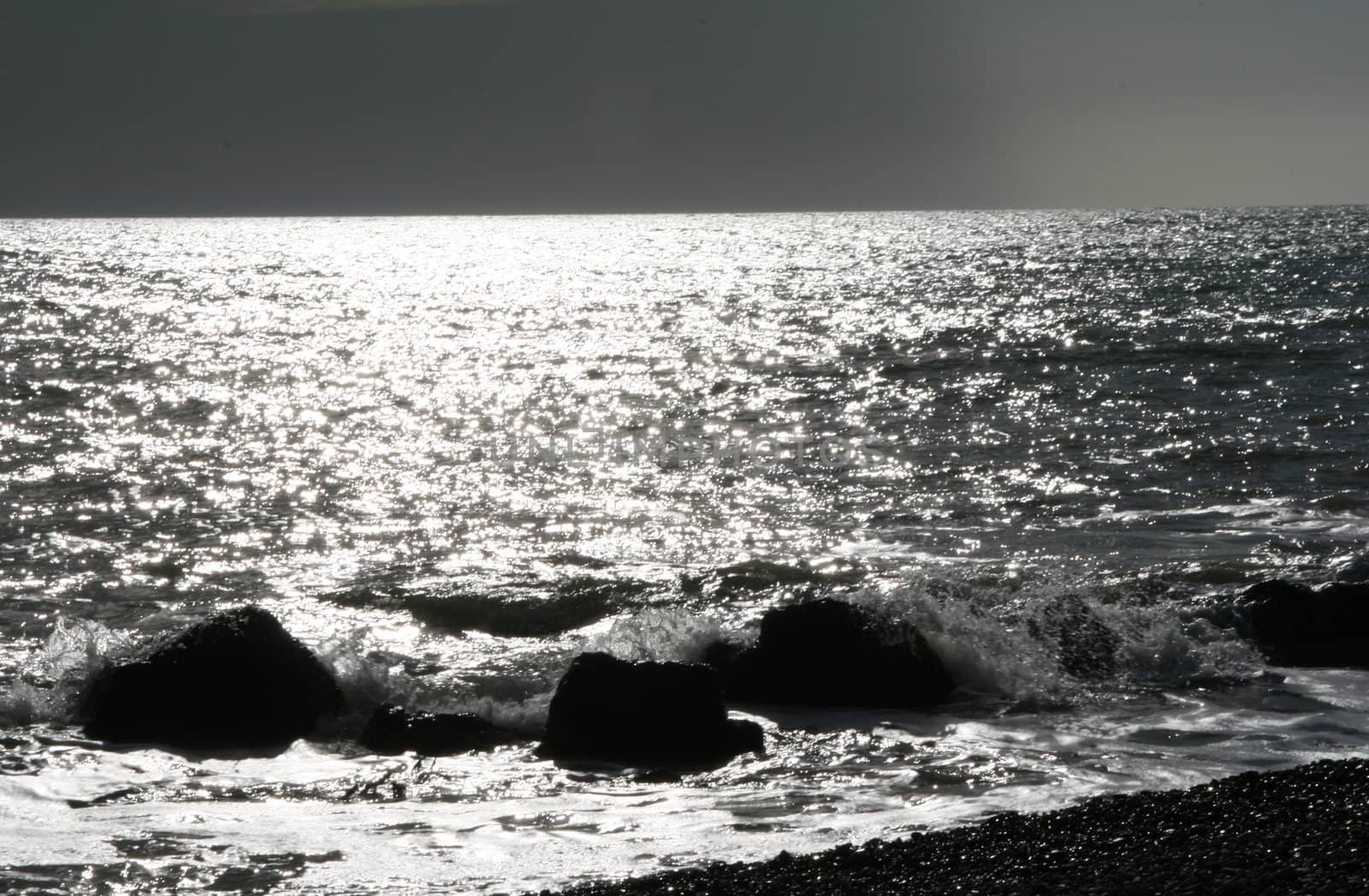 Stones in the dark beach