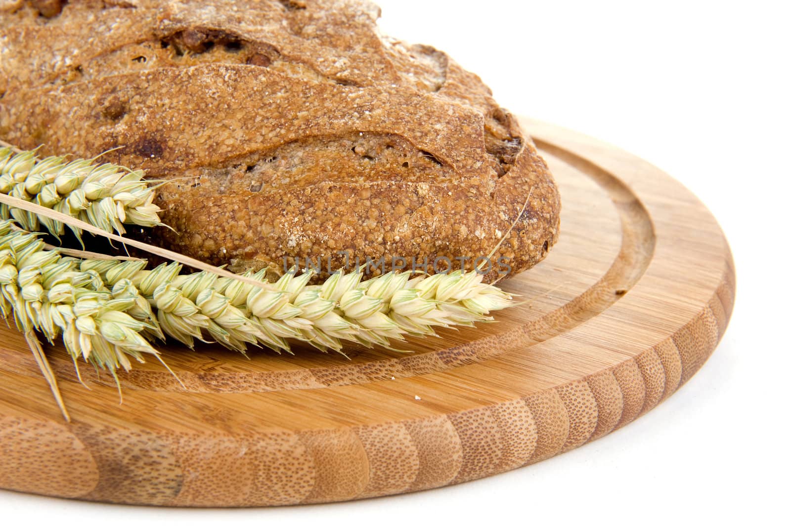nut bread and grain on a cutting board grain