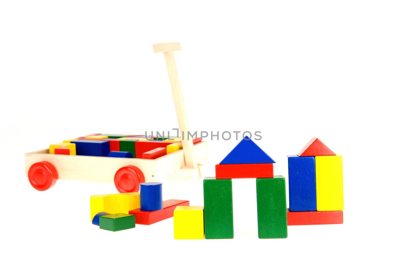 colorful building blocks on a white background